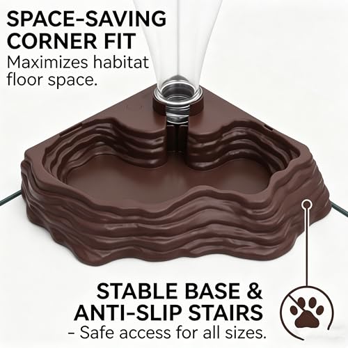Automatic Reptile Water Feeder 13.5Oz Brown Terrarium Dispenser | Premium Bearded Dragon Tank Accessories & Bearded Dragon Accessories for Lizards Geckos,for Terrarium Tank