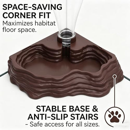 Automatic Reptile Water Feeder 13.5Oz Brown Terrarium Dispenser | Premium Bearded Dragon Tank Accessories & Bearded Dragon Accessories for Lizards Geckos,for Terrarium Tank