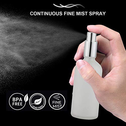 Empty Frosted Glass Spray Bottle 3.4oz, 2 Pack | Perfume Atomizer, Fine Mist - color: Silver Frosted