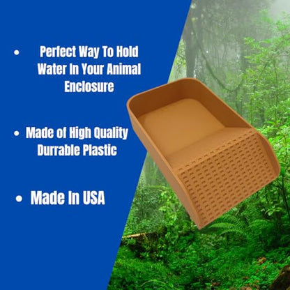 Hermit Crab Watering Pool | Platform Pool Accessory with Access Ramp for Hermit Crabs | 6.5" x 4" | Made in USA (Salt Only, Tan) - color: Salt Only, Tan