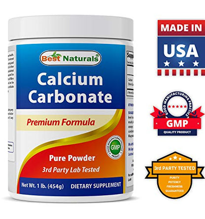 Best Naturals Calcium Carbonate Powder 1 Pound - Food Grade (16 OZ (Pack of 3)) - size: 16 Ounce (Pack of 3)