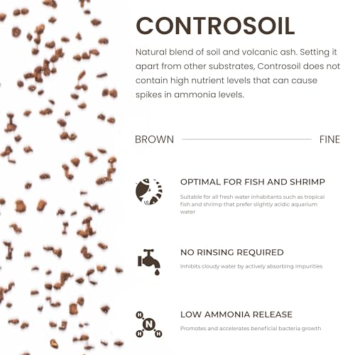 Ultum Nature Systems Controsoil - Freshwater Aqua Soil Substrate for Fish, Shrimp, Live Plant Propagation and Aquascaping - 6.8pH Low Ammonia, Volcanic Ash - Brown, Fine (1 Liter) - color: Brown - Fine, size: 1 Liter (0.9 kg)