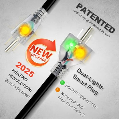 MAXKOSKO 9ft Dual Lights Self Regulating Heat Tape for Water Pipes 5W/ft | Heat Trace Cable with Thermostat, Heating Cable Freeze Protection for Metal & Plastic Pipes,Keeps Water Flowing at -40°F,120V - color: 9-feet