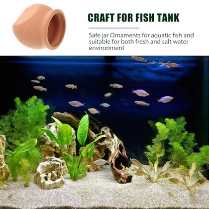 POPETPOP Fish Tank Decorations 2-Pack Realistic Clay Aquarium Hideaway Ornaments for Fresh and Saltwater Tanks 3.14 Inch Stable Aquarium Landscaping Ornaments
