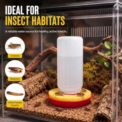Auto Cricket Waterer Kit Insect Water Feeder with 6 Pcs Circular Sponge Insect Water Dispenser for Feeder Insects Cricket Spider Ant Tarantula
