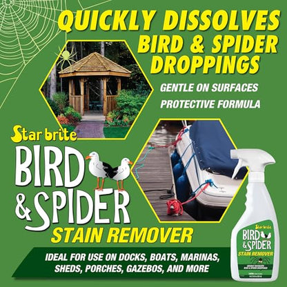 STAR BRITE Spider & Bird Stain Remover Spray - Quickly Dissolve Bird Droppings & Clean up Spider Mess - Won't Remove Polish or Wax (095122SS)
