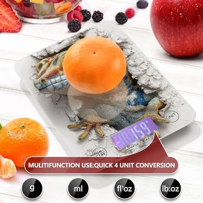 Geckoes Reptile 3D Wall LCD Display Small Food Scales for Kitchen 11lb/0 18oz 5kg/5g (Scenario) Small Scales Digital gram and oz with 4 Unit for Espresso Espresso pesa para alimentos