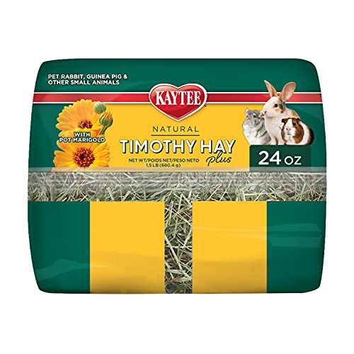 Kaytee All Natural Timothy Hay Plus Marigolds for Guinea Pigs, Rabbits & Other Small Animals, 24 Ounce (Pack of 2) - size: 1.5 Pound (Pack of 2)
