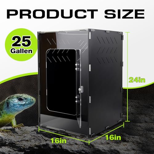 Reptile Tank Enclosure, Reptile Terrarium Acrylic Front Opening with Metal Translucent Mesh Top for Crested Gecko Lizards, Snakes, Chameleon (25Gallon) - color: 25Gallon