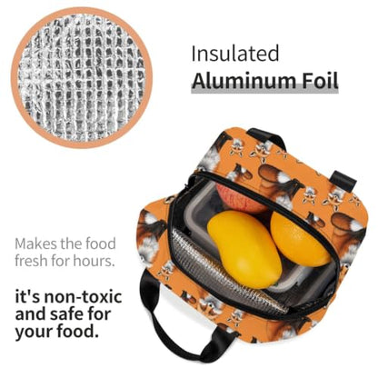 Adult Snow Foxs Print Insulated Lunch Tote Reusable | Snow Foxs, Polyester Thermal Insulation Tote, Zipper Closure for Travel, Gym & Picnic - color: Pattern (848)