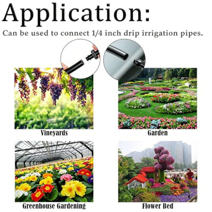 220PCS 1/4" Drip Irrigation Kit Barbed Connectors, Straight Barb, Tee, Single Barb, End Plug, Elbow, 4 Way Coupling Irrigation Fittings for Garden Lawn Flower Pot - size: 220PCS- Barbed Connectors