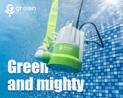 Green Expert 1/3HP Submersible Sump Pump with Water Sensor Switch, Low Water Last-Inch Drain Pump, 2000GPH Automatic/Manual Water Removal for Flooded Basement, Garage, Hot Tub Easy to Use Backup Pump