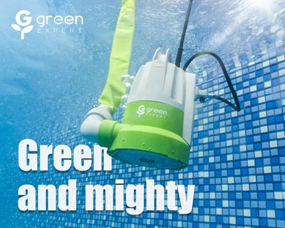 Green Expert 1/3HP Submersible Sump Pump with Water Sensor Switch, Low Water Last-Inch Drain Pump, 2000GPH Automatic/Manual Water Removal for Flooded Basement, Garage, Hot Tub Easy to Use Backup Pump