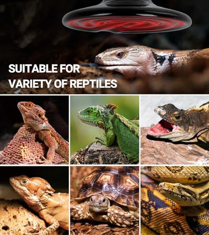 REPTI ZOO 150W Reptile Heat Lamp 2Pack Ceramic Heat Emitter Night Heat Lamp Bulbs Reptile Terrarium Heat lamp Tank Heat Bulb for Turtle Bearded Dragon Gecko Lizard Snake Chicken E26 - style: 150W/2PCS