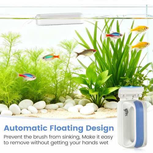AQQA Aquarium Magetic Glass Cleaner Brush | 2 Detachable Scrapers Floating Fish Tank Cleaning Tools Algae Scraper for 0.45-0.66 inch Thick Glass/Acrylic Tanks (X-Large) - size: X-Large