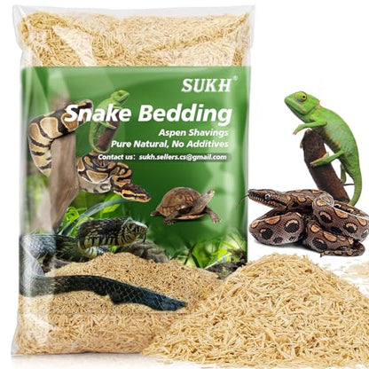 Sukh 14OZ Natural Aspen Shavings Reptile Bedding - Wood Shaving Pet Bedding | Soft Wood Shavings Terrarium & Tank Substrate Nest Material for Snake, Lizard, Tortoise, Small Animal, Rabbit, Chicken & Bird