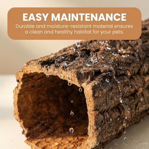 Garneck Reptile Hideout Gecko Hide Cave Hollow Log: Wood Tree Trunk Shelter for Snakes Lizards Hermit Crabs Turtle Terrarium Decor Habitat House Naturalistic Enclosure Accessory