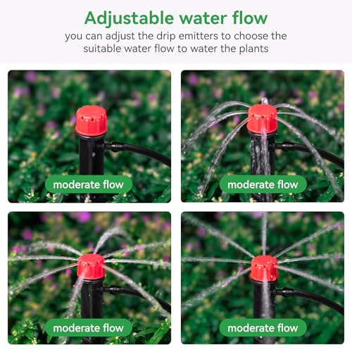Drip Emitters for 1/4" Tubing: 360° Adjustable Irrigation Dripper, 50pcs | Includes 1/4" Barbed Coupling Fitting - 1/4" Drip Emitter for Drip Irrigation System Kits, Greenhouses – for Home Gardeners - size: 50pcs Drip Emitters with 1/4" Fitting