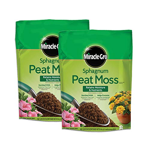 Miracle-Gro Sphagnum Peat Moss, 8 qt. (2-Pack) | Enriched with Plant Food, Add to Potting Mix and Native Soil - size: 8 QT 2-Pack