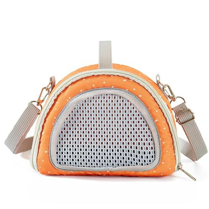 Portable Hamster Guinea Pig Backpack Carrier Transport Cage Reptile Travel Bag Small Pet Rabbit Bearded Dragon Outdoor Supplies(Orange)