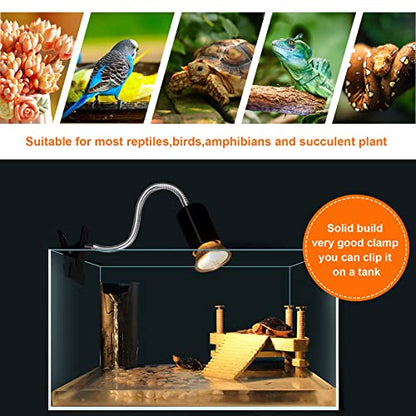Reptile Heat Lamp, UVA UVB Reptile Light with 360° Rotatable Hose and Timed, Heating Lamp with 2 Bulbs Suitable for Bearded Dragon Reptiles Turtle Lizard Snake (Heat Lamp 25w/50w Bulb) - style: Single-Head-Lamp