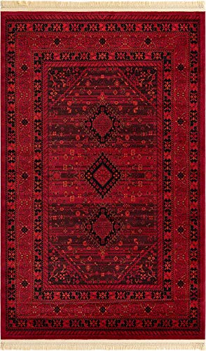 Unique Loom Tekke Collection Area Rug - Sheibani (5' 3" x 8' Rectangle, Red/ Black) - size: 5'3" x 8' (Rectangular)