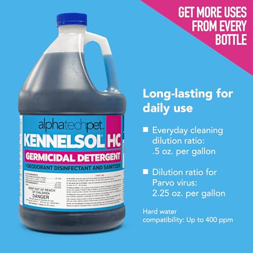 ATP KennelSol HC 1-Step High Disinfectant Cleaner for Kennels, 1 Gallon | EPA-Registered, super-high concentration formula, industrial-strength detergent and deodorizer for veterinary clinics