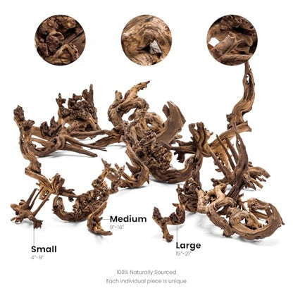 Ultum Nature Systems Driftwood - Amazon Drift Wood for Fish Tank, Planted Tank, Terriarium, Paludarium - Versatile Natural Driftwood Decor, Events Wood Centerpiece - Amazon Wood, M 9-16", 5 Pack - size: 9-16" 5-Pack