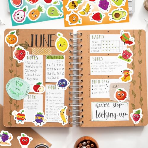 312Pcs Fruit Stickers, Self Adhesive Fruit Theme Sticker Pineapple Apple Strawberry Stickers for Scrapbooks Envelopes Cards Gifts Crafts Party Favors Class Rewards - style: Fruit
