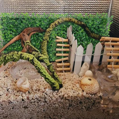 Rainmae Hermit Crab Climbing Toys, Faux Grass Mat Fake Turf Hermit Crab Climbing Wall, Plastic Aquarium Plants Lawn Hermit Crab Supplies Climbing and Hide Toy for Gecko Reptile Lizard 10 x 10 Inch