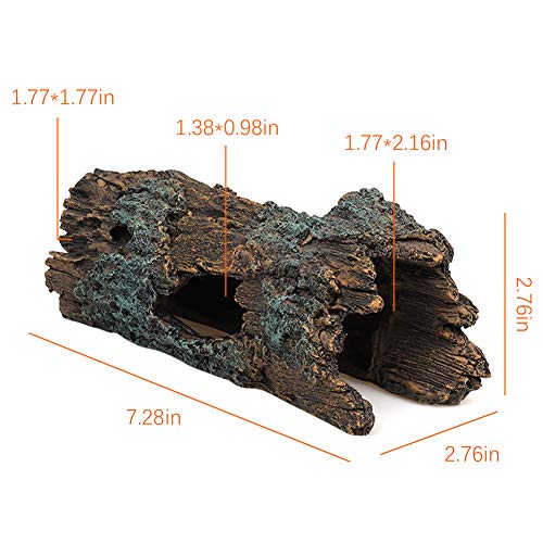 La La Pet® Reptile Log Hideaway Reptile Hideouts Resin Wood Gecko Hides and Caves Bark Bends Lizard Habitat Decor Aquarium Fish Tank Accessories for Spiders Snake Frog Turtle Amphibians
