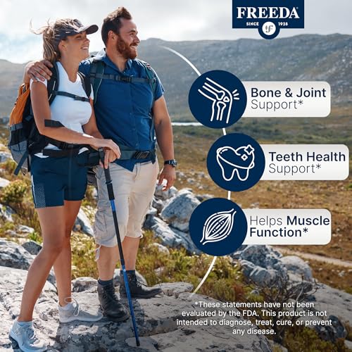 FREEDA Calcium 600mg Tablets for Bone, Joint & Teeth Support – 100 Count | Gluten-Free, Easy-to-Swallow Coated Tablets to Support Healthy Bones, Joints, Teeth, Muscle Function & Nerve Health
