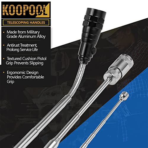 Telescoping Magnetic Pickup Tool Set, Inspection Mirror Telescoping, LED Flashlight, Cool Gadgets for Men, Father’s Day Gift, Gifts for Dad, Husband, Kids, Boyfriend, Magnet Stick (Blue) - color: Blue