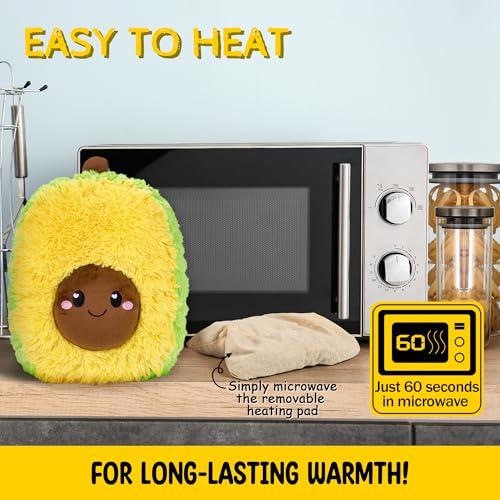 Avocado Microwavable Unscented 1.5 lbs Heating Pad For Women And Kids- Cute Soft Cozy Pillow Plush Heatable Warm Stuffed Animals- Kawaii Hot And Cold Plushie Food Toy- Avocado Gifts For Girls And Boys - style: Ava