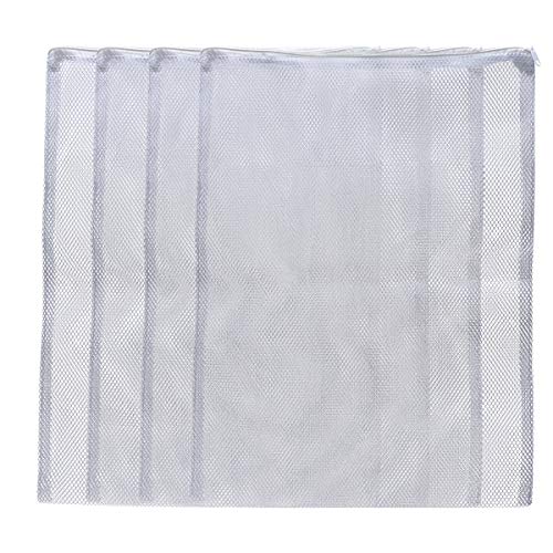 Aquarium Mesh Bags Large Filter Media Bags, 17.8" by 13.5", 4pcs | Plastic Zipper, White Net Bags, For Bio Balls & Ammonia Remover
