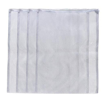 Aquarium Mesh Bags Large Filter Media Bags, 17.8" by 13.5", 4pcs | Plastic Zipper, White Net Bags, For Bio Balls & Ammonia Remover