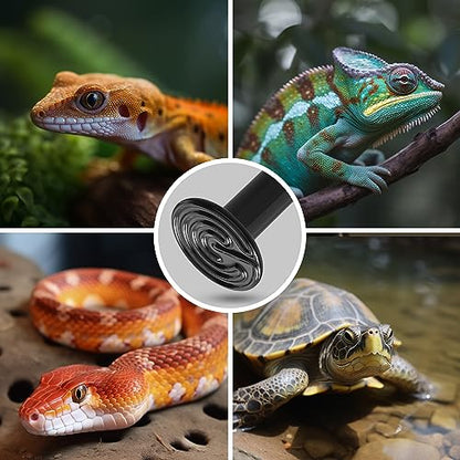 Ceramic Heat Emitter for Reptiles, 2 Pack 100W Heat Lamp Bulb | E26 Ceramic Reptile Heat Bulb Black No Light Emitting Heat Lamp for Amphibian Pet Heat Bulb for Bearded Dragon Turtle Lizard