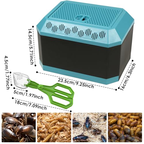 Breeding and Storage Container Kit for Dubia Roaches, Crickets, and Other Live Reptile Feeders with Secure Holding Box and Feeding Tongs - 9.25" L x 6.3" W x 5.71" H