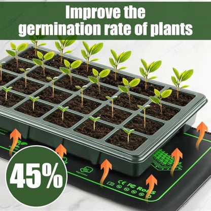 2 Pack Seedling Heat Mat for Seed Starting Plants Germination, 10"x20.5" | Improve germination rate, Stable uniform heat, Ideal germination temperature 75- 95°F(24-35°C),Waterproof, Fit 1020 Tray - size: 10×20"-2P