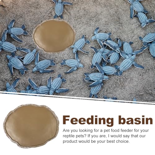 2Pcs Reptiles Water Dish Resin Pet Food Feeding Bowls Lizard Tortoise Turtle Food and Water Bowls Reptile Supplies Resin Brown Compact and Light Material Design Easy to Use, 2 PCS