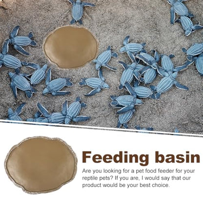 2Pcs Reptiles Water Dish Resin Pet Food Feeding Bowls Lizard Tortoise Turtle Food and Water Bowls Reptile Supplies Resin Brown Compact and Light Material Design Easy to Use, 2 PCS