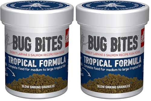 Fluval Bug Bites Tropical Fish Food, Large Granules for Medium to Large Sized Fish, 1.59 oz., A6578 (Pack of 2) - size: 1.6 Ounce (Pack of 2)