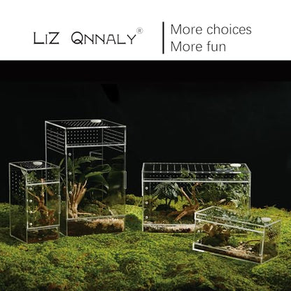 Acrylic Terrarium for Reptiles & Spiders – Small/Medium/Large Leak-Proof Enclosure (Horizontal/Vertical) | Ideal for Tarantulas, Jumping Spiders, Frogs & Geckos(Small, Vertical) - size: Small