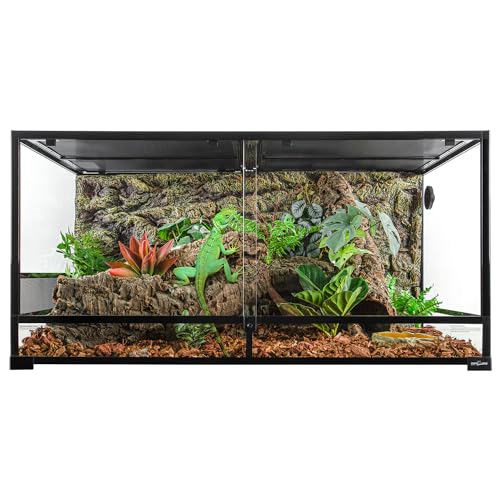 REPTIZOO 120 Gallon Large Reptile Terrarium Tank, 48" x 24" x 24" Front Opening Terrarium Glass Reptile Tank with Screen Ventilation, Supporting Used as 2 Separate Habitats Easy Assembly