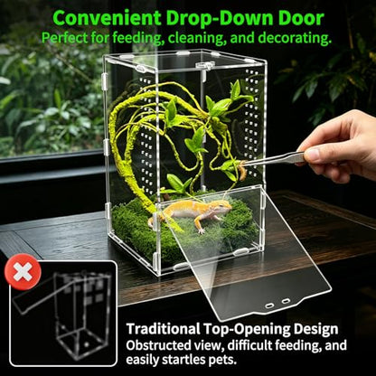 Jumping Spiders Enclosure Kit Acrylic Reptile Tarantula Enclosure Praying Mantis Habitat, Arboreal Tarantula Cribs Spider House,Critter keeper,Snail Cage,Butterfly Cage,frog terrarium(5.9"x5.9"x9.84") - size: M(5.9"x5.9"x9.84")