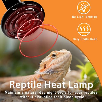 Ceramic Heat Emitter 2 Pack, 100W and 150W Reptile Heat Lamp, Heat Bulb for Lizards Bearded Dragons Snakes Turtles and Chickens - size: 100 & 150