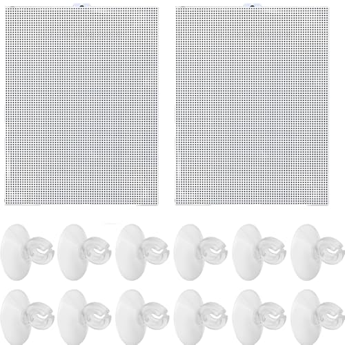 2Pcs Fish Tank Divider, Plastic Cuttable Grid Plate, Aquarium Dividers with 12Pcs Suction Cups, Clear Fish Separator DIY Designed Easy to Bent, 13 x 10 Inch