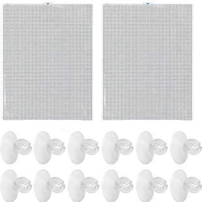 2Pcs Fish Tank Divider, Plastic Cuttable Grid Plate, Aquarium Dividers with 12Pcs Suction Cups, Clear Fish Separator DIY Designed Easy to Bent, 13 x 10 Inch