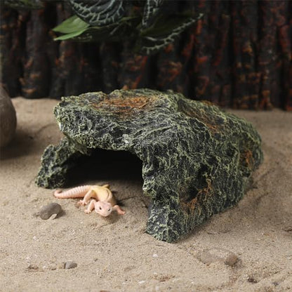 IBWell Resin Reptile Rock Cave, Lizard Tank Décor, Gecko Hide Reptile Hideout for Small Turtle Accessories for Tank, Leopard Gecko, Lazard Hideout