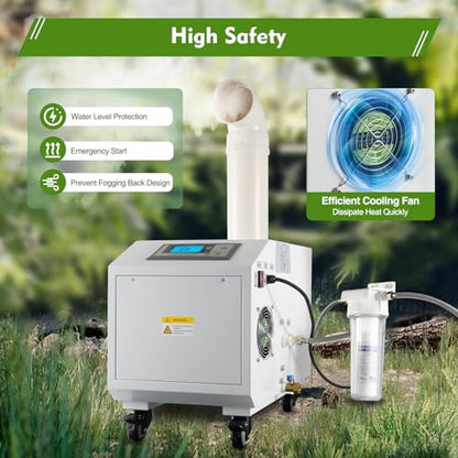 Ultrasonic Industrial Humidifier, 3kg/H Commercial Air Humidifier Sprayer Agricultural Automatic Mist Cooling Whole House Machine, 10L Large Volume for Warehouse Greenhouse Garden Industrial